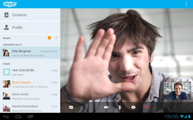 Skype 3.0 interface on Galaxy Tab
